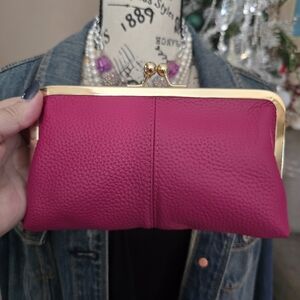 Wallet Pink With Gray Polka Dot Interior Kissie Lock